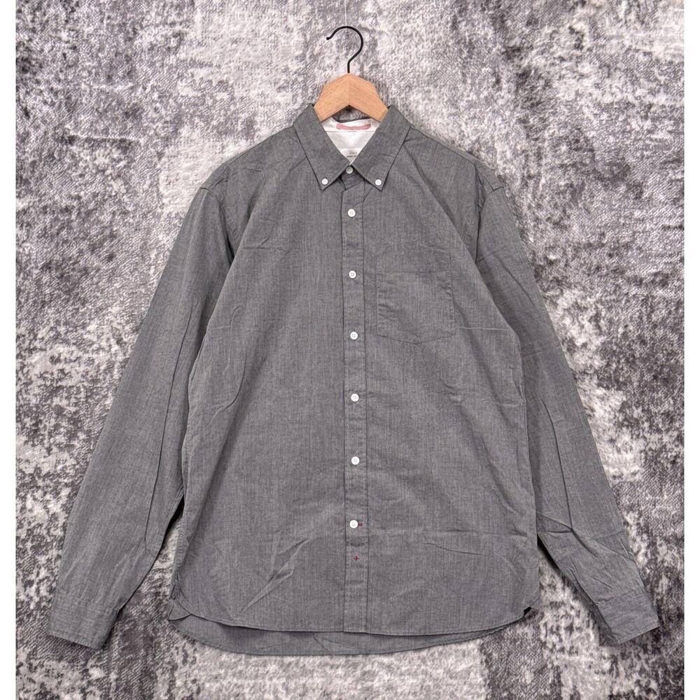 Apolis Global Citizen Shirt Large Mens Gray Oxford Long Sleeve Button Up